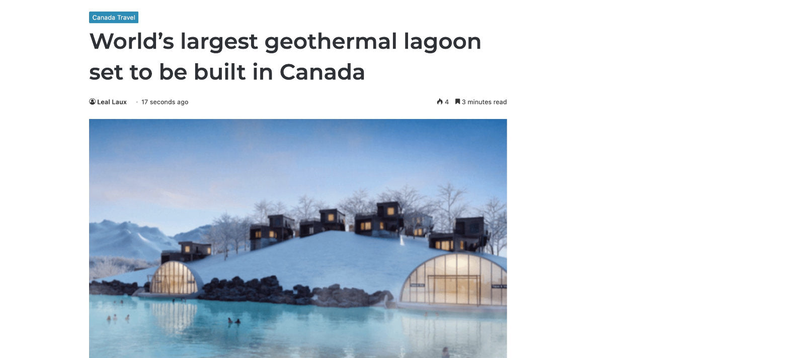 [EN] World’s largest geothermal lagoon set to be built in Canada