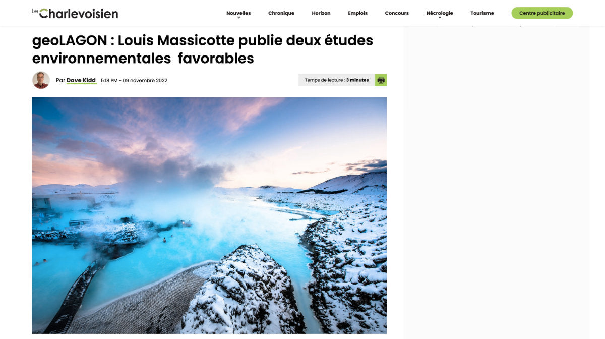 [FR] geoLAGON : Louis Massicotte publie deux études environnementales favorables