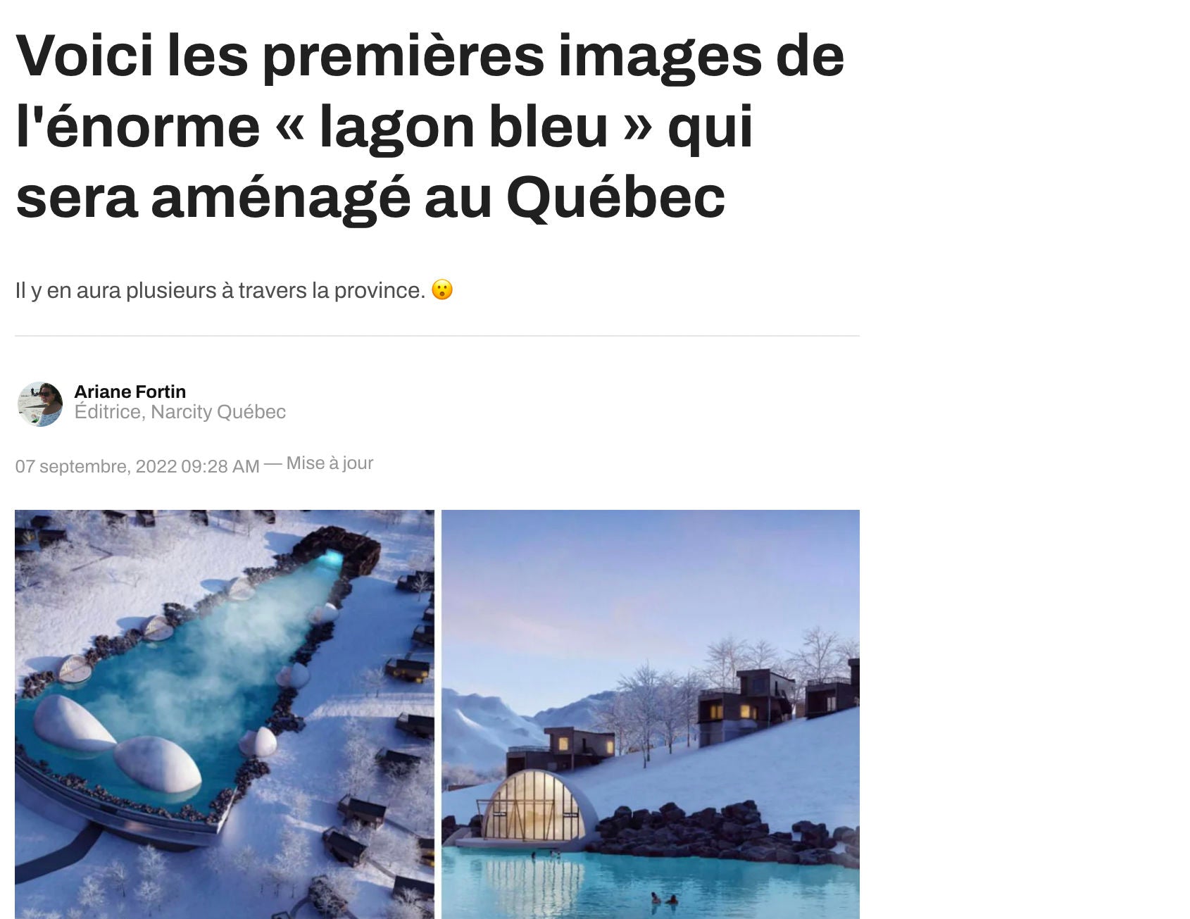 Voici les premières images de l'énorme « lagon bleu » qui sera aménagé au Québec